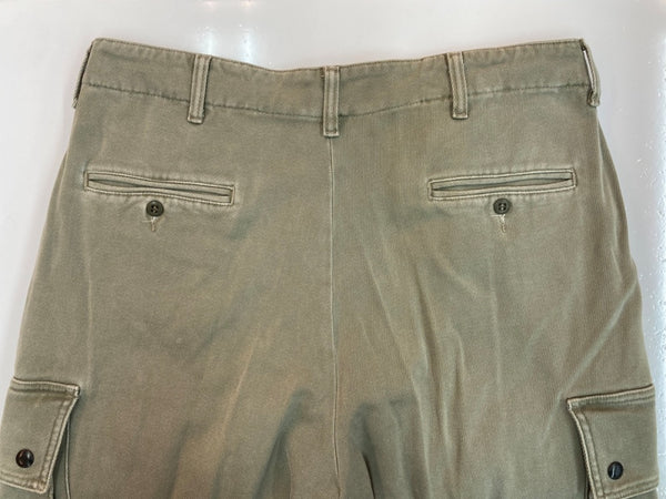 ダブルアールエル RRL 90s CARGO PANTS カーゴ パンツ ボタンフライ ワーク トラウザーズ 三ツ星タグ USA製 Ralph Lauren 緑 無地 カーゴパンツ カーキ 31×32 104MB-340