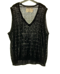 ダイリク DAIRIKU 22SS A.J. Knit Vest ウィンドウペーン柄 ニットベスト Free 黒 22SS K-4 F ベスト 無地 ブラック 104MT-180