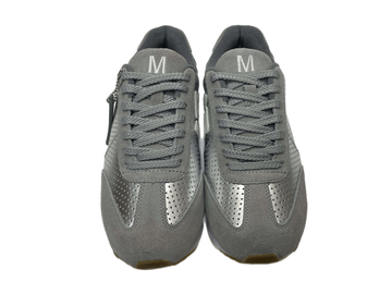 サンガッチョ via SANGACIO ×Wako’s Room ワコーズルーム シルバーレザー×グレースエード イニシャルM レディース靴 スニーカー シルバー 23.5cm 601sh-54