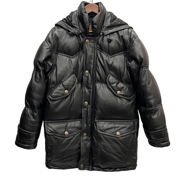 【曜日割引対象外】 ハーレーダビッドソン HARLEY-DAVIDSON レザーダウンジャケット 牛革 ジャケット ブラック Mサイズ 201MT-4498 VB