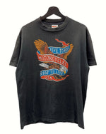 ヴィンテージ vintage 70s 80s Harley Davidson ハーレー ダビッドソン S/S TEE 半袖 Tシャツ Hanes モーターサイクル 黒 L 42-44 Tシャツ プリント ブラック 104MT-1187