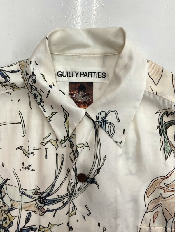 ワコマリア WACKO MARIA × GHOST IN THE SHELL 攻殻機動隊 HAWAIIAN SHIRT ハワイアン シャツ アロハシャツ 半袖 白 半袖シャツ キャラクター ホワイト Sサイズ 104MT-1163