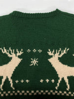 ダブルアールエル RRL 90s WOOL VEST ウール ベスト カウチン ボタン Vネック HAND KNIT トナカイ柄 三ツ星タグ Ralph Lauren ラルフローレン 緑 ベスト 総柄 グリーン Mサイズ 104MT-1747