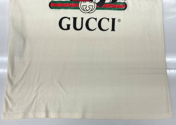グッチ GUCCI × Disney ディズニー PRINT LOGO S/S T-Shirt プリント ロゴ 半袖 Tシャツ ミッキー アイボリー 白 Tシャツ キャラクター ホワイト Lサイズ 104MT-2336