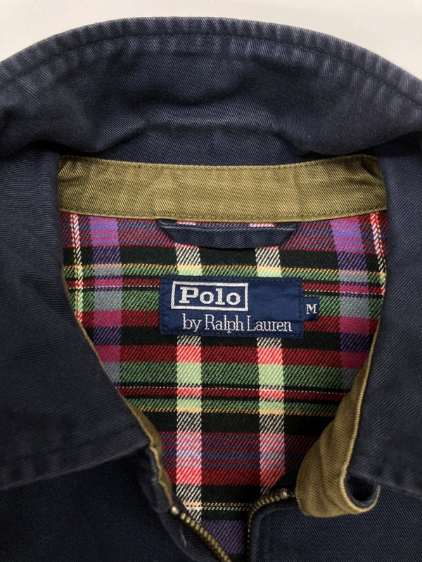 ラルフローレン RalphLauren 90s 90年代 スウィングトップ アウター ブルゾン 裏地ネル チェック 刺繍 ポニー 紺 ジャケット ロゴ ネイビー Mサイズ 104MT-2284