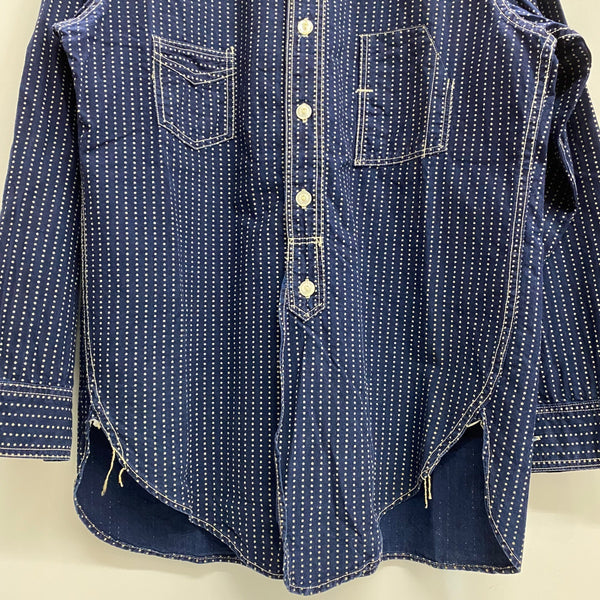 【曜日割引対象外】 リアルマッコイズ The REAL McCOY’S THE DOUBLE DIAMOND  スターウォバッシュ ストライプ デニムシャツ 長袖シャツ ネイビー 15サイズ 201MT-4365 VB