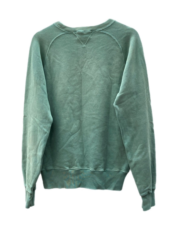 ダブルアールエル RRL PRINT LOGO SWEAT SHIRT プリント ロゴ スウェット シャツ トレーナー 加工 長袖 Ralph Lauren 緑 スウェット プリント グリーン Sサイズ 104MT-1487