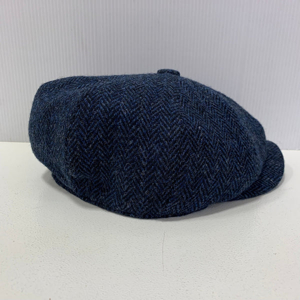 【中古】ハリスツイード MANNIX HAT Co  8パネル 帽子 メンズ帽子 ハンチング・キャスケット ネイビー 201goods-798