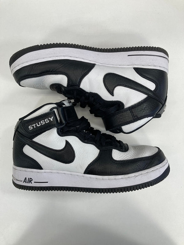 ナイキ NIKE Air Force 1 Mid Black and Light Bone STUSSY エアフォース1 ミッド ブラック アンド ライトボーン ステューシー AF1 白黒 DJ7840-002 メンズ靴 スニーカー ホワイト 26cm 101sh-1922