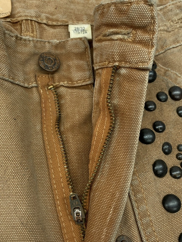 ラルフローレン RalphLauren Denim & Supply STUDS DOUBLE KNEE WORK PANTS スタッズ ダブル ニー ワーク パンツ ジップフライ 加工 ズボン 茶 総柄 ボトムスその他 ブラウン サイズ 28/32 104MB-379