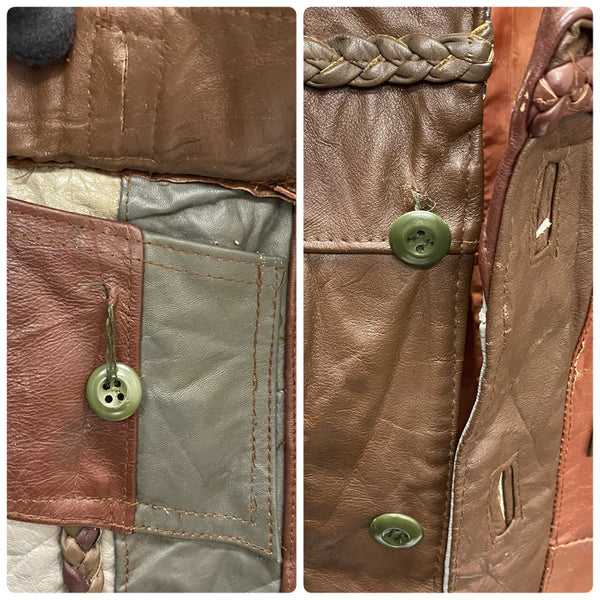 【曜日割引対象外】 ヴィンテージ vintage 80's~ Americana LEATHER USA製 パッチワーク レザージャケット ジャケット マルチカラー 40サイズ 201MT-4458 VB