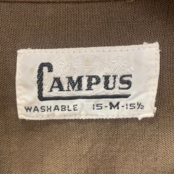 【曜日割引対象外】 ヴィンテージ vintage 60's 60s 60年代 CAMPUS レーヨンギャバジン 長袖シャツ ブラウン Mサイズ 201MT-3575 VB