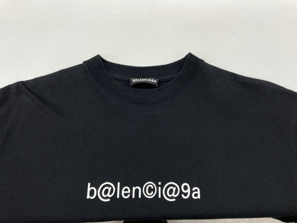 バレンシアガ BALENCIAGA 20SS SYMBOLIC LOGO TEE 半袖 カットソー クルーネック オーバーサイズ ロゴ BLACK 黒 JP57 2019 03150 XXS Tシャツ プリント ブラック 104MT-416