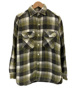 ヴィンテージ vintage 60'S 60年代 BRENT ブレント マチ付き ヘビーフランネルシャツ ヘビネル マチネル フラップポケット ブロックチェック  LONG TAILE 長袖シャツ グリーン Lサイズ 101MT-4029