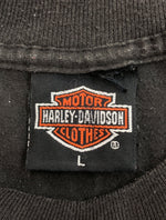 ヴィンテージ vintage 90s Harley Davidson ハーレー ダビッドソン 3D EMBLEM T-SHIRT エンブレム Tシャツ イーグル 前面プリント 黒 Tシャツ ロゴ ブラック Lサイズ 104MT-1210
