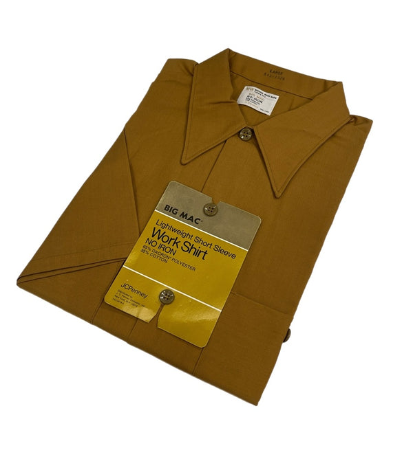 ビッグマック BIG MAC 70s 70's 70年代~ JC Penney ライトウェイト ショート スリーブ ワークシャツ ヴィンテージ 半袖シャツ ベージュ Lサイズ 101MT-4978