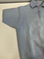 チャンピオン Champion 60's 60年代 ランタグ ランナーズタグ ハーフジップ 半袖スウェット フロッキープリント MADE IN USA アメリカ製 VINTAGE ヴィンテージ スウェット ブルー Mサイズ 101MT-5329