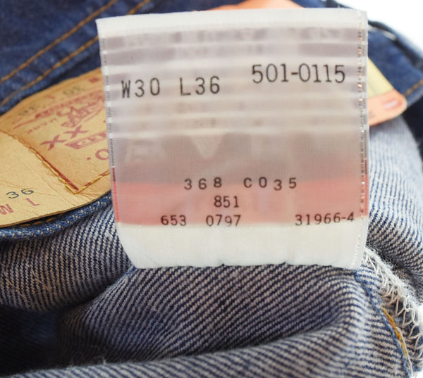 リーバイス Levi's 501 1997年製 デッドストック ストレート デニパンツ 青 501-0115 デニム ブルー 30 103MB-483