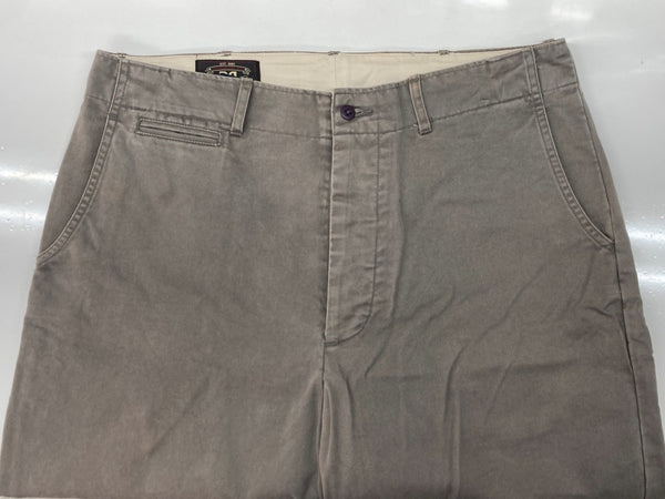 ダブルアールエル RRL CHINO PANTS チノ パンツ ワーク ボタンフライ トラウザーズ Ralph Lauren 灰 無地 44788 チノパン グレー 34×32 104MB-339