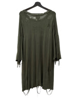 カミヤ KAMIYA PRINTED KNIT TEE プリント ニット Tシャツ ダメージ加工 半袖 セーター 緑 G12TS051 セーター プリント カーキ Mサイズ 104MT-2221