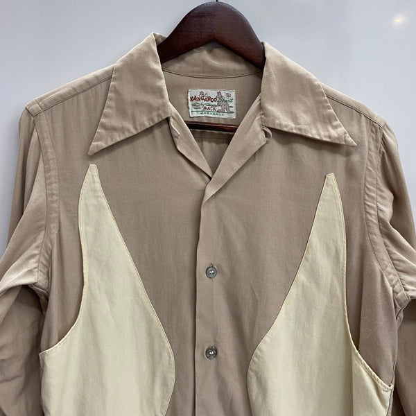 【曜日割引対象外】 ヴィンテージ vintage 40's The KANGAROO SHIRT by MACK カンガルーシャツ 長袖シャツ ベージュ Sサイズ 201MT-4577 VB