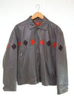 クリームソーダ CREAM SODA  80s ダイヤ柄 レザージャケット ジャケット グレー Lサイズ 103MT-2867