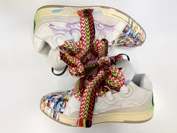 ランバン LANVIN GALLERY DEPT. x LANVIN PAINTED Leather Curb ギャラリーデプト ペイント スニーカー ホワイト系 白 シューズ FM-SKRK11-DRGD-E21 メンズ靴 スニーカー マルチカラー サイズ 42 101sh-2107