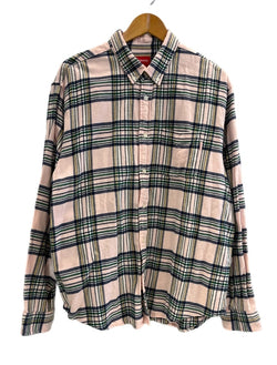 シュプリーム SUPREME tartan flannel shirt タータン フランネルシャツ ネルシャツ ペールピンク チェックシャツ 長袖シャツ ピンク Lサイズ 101MT-5214