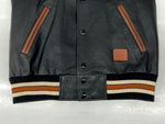 コーチ COACH LEATHER VARSITY JACKET レザー バーシティ ジャケット スタジャン アウター 茶色 黒 F87443 ジャケット ロゴ ブラック Mサイズ 104MT-864