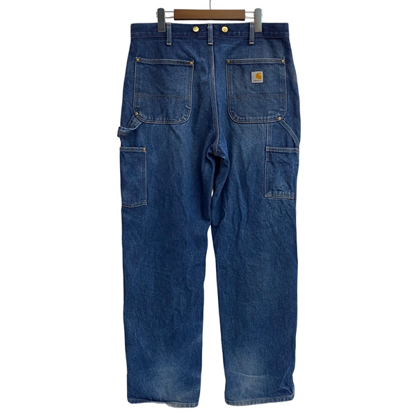 【曜日割引対象外】 カーハート Carhartt ダブルニー ペインターパンツ サスペンダーボタン付き デニム ブルー 34×32サイズ 201MB-974 VB