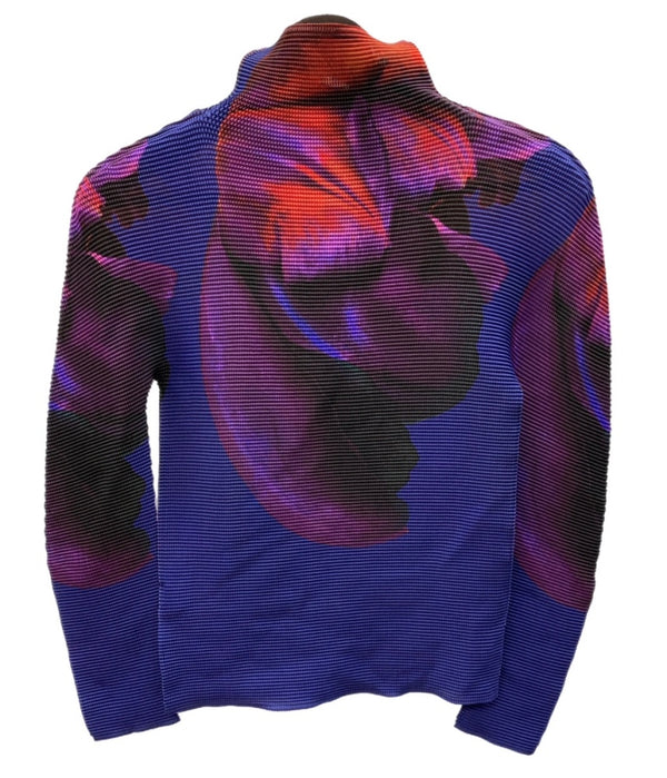 イッセイミヤケ ISSEY MIYAKE ミー me グラデーション シアー トップス ボックスプリーツ BOX PLEATS ポリエステル フィリピン製 パープル系 MULTI COLOR MI01FJ241 長袖カットソー マルチカラー 104LT-238