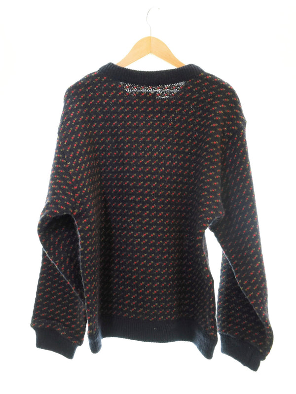 エルエルビーン L.L.Bean 80's Norway製 バーズアイ柄 ウールニット クルーネック セーター 1751 セーター Mサイズ 103MT-1724
