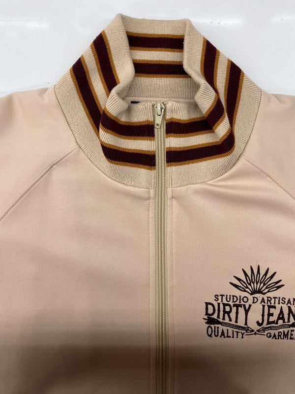 ステュディオ・ダ・ルチザン STUDIO D'ARTISAN TRUCK JACKET DIRTY JEANS トラック ジャケット ダブルジップ 刺繍 ジャージ アウター 薄茶 9879 ジャージ ロゴ ベージュ 2XLサイズ 104MT-1961