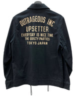 ワコマリア WACKO MARIA N-1 デッキジャケット OUTRAGEOUS INC フロントボタン ステンカラー ライトアウター バックプリント 日本製 NAVY 紺 ジャケット ロゴ ネイビー Mサイズ 104MT-1849