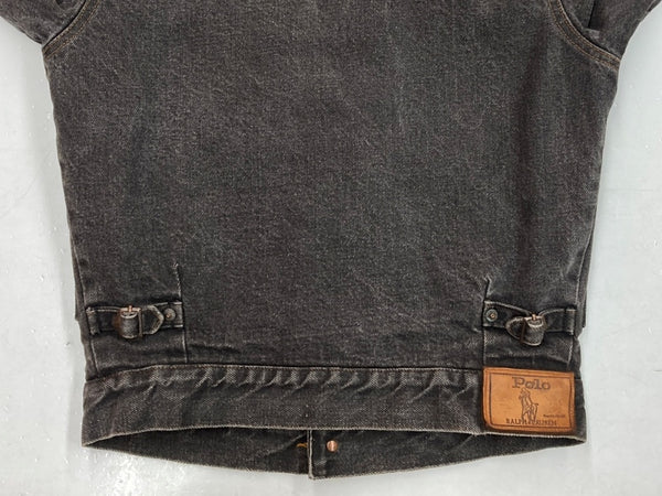 ラルフローレン RalphLauren 2nd type BLACK DENIM JACKET ブラック デニム ジャケット 裏地ブランケット 襟コーデュロイ Gジャン 黒 ジャケット ロゴ ブラック Lサイズ 104MT-1527
