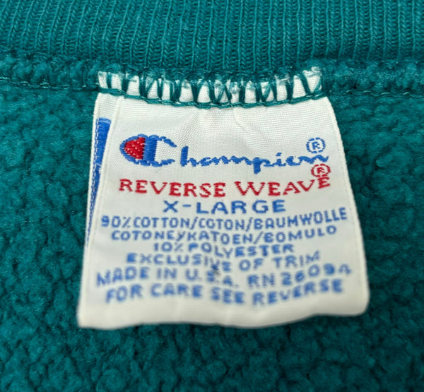 【曜日割引対象外】 チャンピオン Champion 90's USA製 REVERSE WEAVE Lillehammer 94 刺繍  スウェット グリーン XLサイズ 201MT-2827 VB