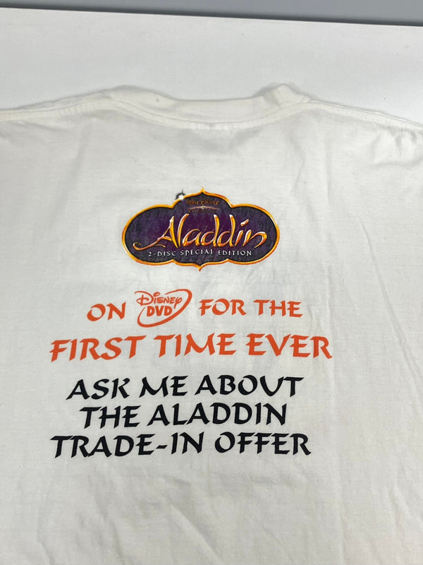 ヴィンテージ vintage 90s 90's~ Walt Disney CLASSICS Aladdin YOU WISH IS GRANTED! ディズニー アラジン Tシャツ ホワイト Lサイズ 101MT-3322