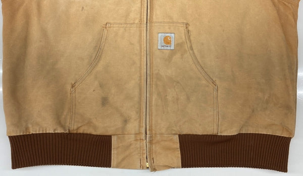 カーハート Carhartt ACTIVE JACKET アクティブジャケット ジップアップ 企業ロゴ フーディ ダック地 キャメル アウター 茶 ジャケット ロゴ ブラウン 2XLサイズ 104MT-1875