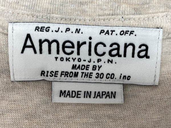 アメリカーナ AMERICANA ラフィー 丸胴 プリントT 半袖 カットソー クルーネック グラフィック レタリング バックロゴ 日本製 GRAY 灰色 Tシャツ ロゴ グレー 104LT-218