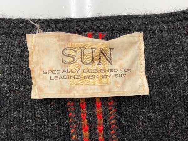 ヴィンテージ vintage 60s~ 60年代 SUN フロントポケット ニット セーター アウター  カーディガン ストライプ レッド 104MT-1906