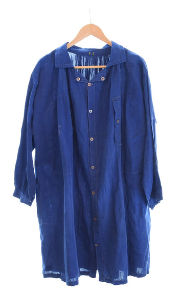 ヴィンテージ Vintage 1910's~1930's 10年代 20年代 30年代 French Antiqe フレンチ アンティーク Indigo Metis Smock Shirt メティス ギャザーシャツ 長袖シャツ ブルー 103MT-2169