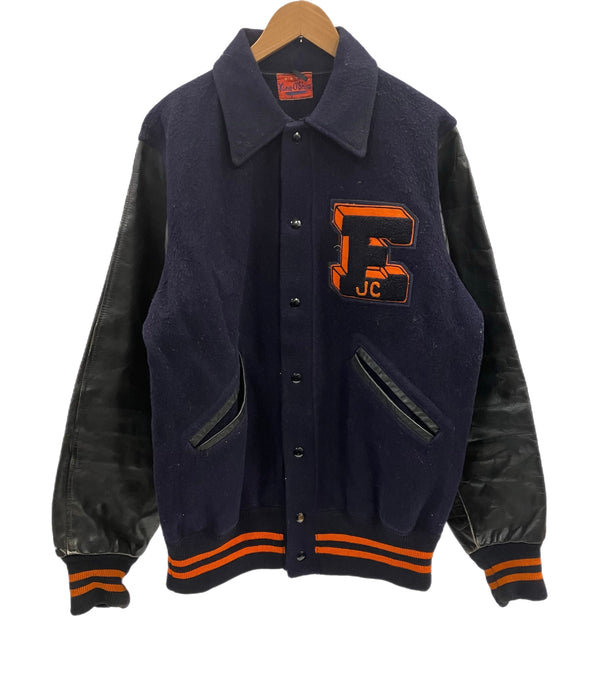 ヴィンテージ vintage 50's 50年代 KING-O-SHEA 襟付き スタジャン バーシティジャケット 袖レザー VARSITY JACKET スタジアム ジャケット ネイビー 101MT-5081