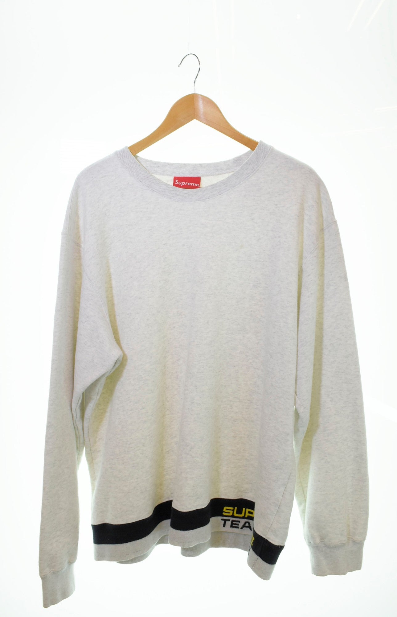 シュプリーム SUPREME 19SS Rib Stripe Crewneck 袖リブ ロゴ スウェット グレー スウェット ロゴ グレー LLサイズ  103MT-231