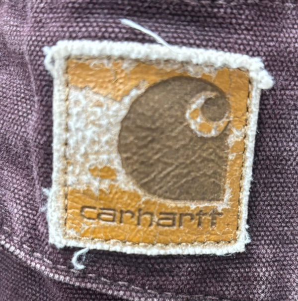 【曜日割引対象外】 カーハート Carhartt ダックワークジャケット 襟コーデュロイ レザーロゴ  ジャケット パープル 201MT-2781 VB