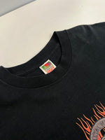 ハーレーダビッドソン Harley-Davidson 00's 00s Street Vibrations 2000 ストリートバイブレーション メタル ミュージック 炎 プリント 黒 バイカー Tシャツ ブラック Lサイズ 101MT-4531