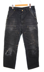 カーハート Carhartt  90’s Mexico製 ダブルニー ダック ペインター パンツ ブラック フェード 雰囲気系 BORO ボロ 90年代 90s  ボトムスその他 ブラック 32×30 103MB-644