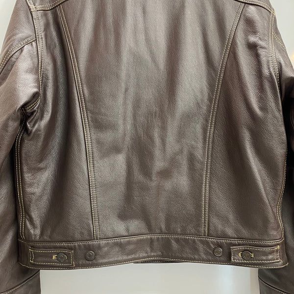 【曜日割引対象外】 リーバイス Levi's 90's LEATHER TRUCKER JACKET 70345-83-F94-153 ジャケット ブラウン Lサイズ 201MT-4094 VB