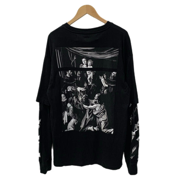 オフホワイト Off-White double caravaggio square t-shirt ロンT ブラック Mサイズ 201MT-3423