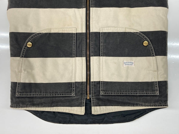 ロードランナー ROAD RUNNER KOBE PRISONER VEST プリズナー ベスト 囚人ベスト ダック ジップアップ ライダース 紺 ベスト ボーダー ネイビー Mサイズ 104MT-2003