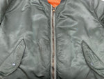 ミリタリー Military Item USAF U.S.AIR FORCE MA-1 Flight Jacket アメリカ軍 フライトジャケット 縦ステッチ SERVAL 緑 ジャケット 無地 グリーン Lサイズ 104MT-920